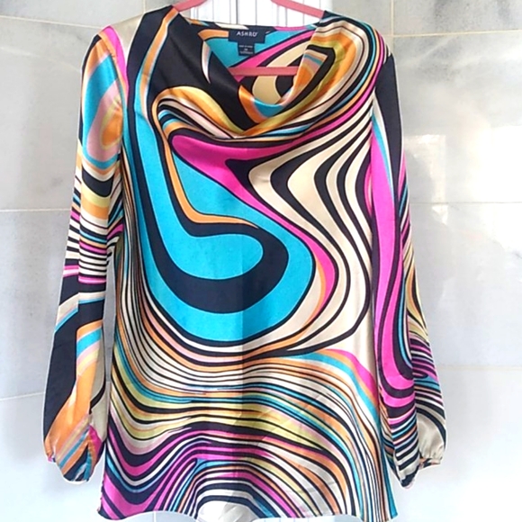 ASHRO Hippie Top Blue Pink Women's  size 10 Large - Picture 1 of 9